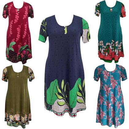 Imagem de Kit 3 vestido Feminino Senhoras Confortáveis Malha Fria