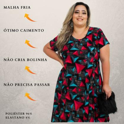 Imagem de Kit 3 Vestido Malha Liganete Plus Size Senhora Soltinho