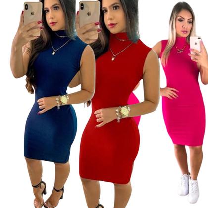 Imagem de Kit 3 Vestido Midi Moda Evangelica Gola Alta