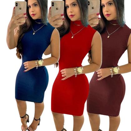 Imagem de Kit 3 Vestido Midi Moda Evangelica Gola Alta