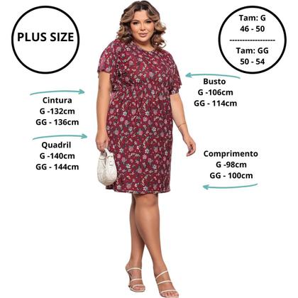 Imagem de Kit 3 Vestido Plus Size Feminino Estampado Manga Morcego Soltinho Gestante Confortável Multiuso Veste até 54