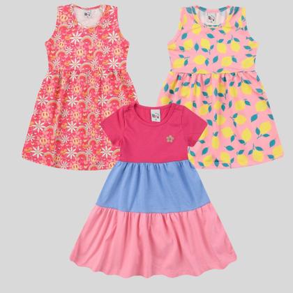Imagem de Kit 3 Vestidos Infantil de Menina 1 ao 10 anos