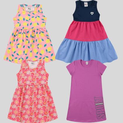 Imagem de Kit 3 Vestidos Infantil de Menina 1 ao 10 anos