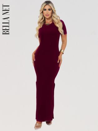 Imagem de KIT 3 Vestidos Longos com Fendas Lindo Manguinha e Gola Redonda Moda Gringa