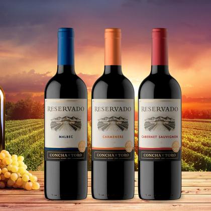 Imagem de Kit 3 Vinhos Concha Y Toro Malbec Cabernet Sauvignon e Carmenere 750ml