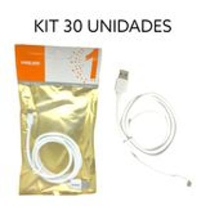 Imagem de Kit 30 Cabo USB V8 Micro USB 1 Metro Kingleen - ATACADO