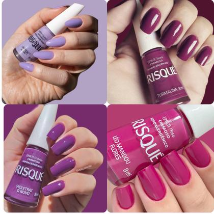Imagem de Kit 30 Esmaltes Risque Diversas Cores Cremoso Hipoalergênico