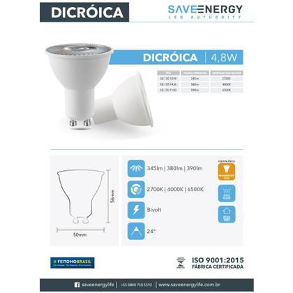 Imagem de Kit 30 Lâmpada Led MR16 GU10 4,8w Save Energy 6500k Branco Frio