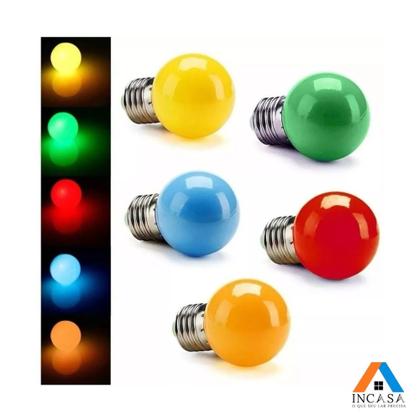 Imagem de Kit 30 Lâmpadas Led Mini Bulbo Bolinhas E27 1w 5 Cores 110/220v