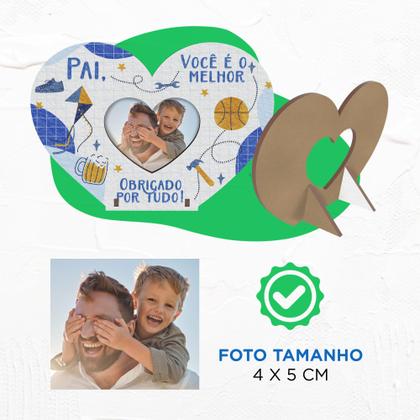 Imagem de Kit 30 Lembrancinhas Dia Dos Pais Mini Porta Retrato e Chaveiro Coração MDF