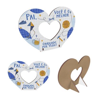 Imagem de Kit 30 Lembrancinhas Dia Dos Pais Mini Porta Retrato e Chaveiro Coração MDF