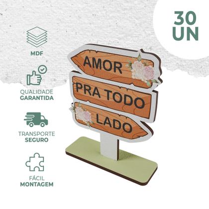 Imagem de Kit 30 Lembrancinhas Placa Decorativa MDF Amor Pra Todo Lado