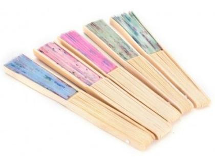 Imagem de Kit 30 Leques Bambú Oriental Abanador Lembrançinha De Festa