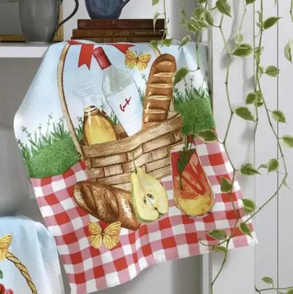 Imagem de Kit 30 Panos de Copa Felpudo Estampado Dohler Picnic