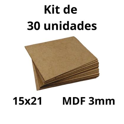 Imagem de Kit 30 Placas Chapa Mdf Cru 3mm 15x21 Cm Quadro Artesanato Decorativo