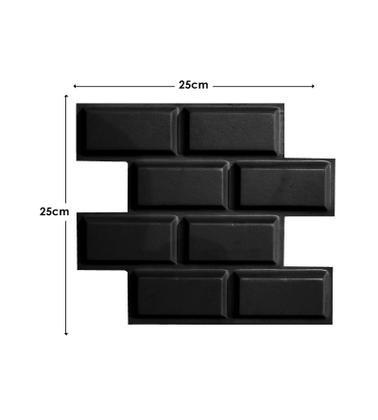 Imagem de Kit 30 Placas Preta 25x25cm 3D Decorativa Revestimento em Tijolinhos Plástico PVC Auto Relevo