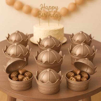 Imagem de Kit 30 Potes de Coroa Dourado Princesa p/ Festa Aniversário Doces p/ Sacola Surpresa