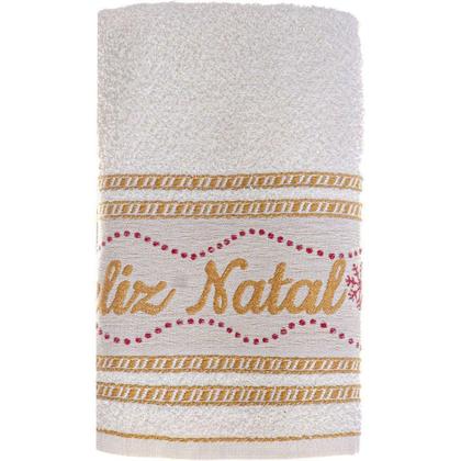 Imagem de Kit 30 Toalha De Rosto Feliz Natal 90% Algodão 400g-m² 45x68cm Bene Casa Pérola