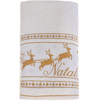 Imagem de Kit 30 Toalha De Rosto Feliz Natal 90% Algodão 400g-m² 45x68cm Bene Casa Pérola