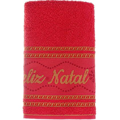 Imagem de Kit 30 Toalha de Rosto Feliz Natal 90% Algodão 400g/m² 45x68cm Bene Casa Vermelho