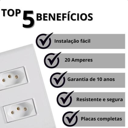 Imagem de kit 30 Tomada Dupla 20A 4X2 Branco Embutir Liz Tramontina