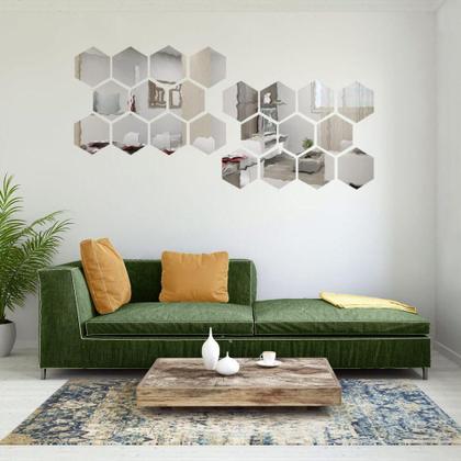 Imagem de Kit 30 Un. Espelho Flexível Decorativo 17x19,6cm Hexágono