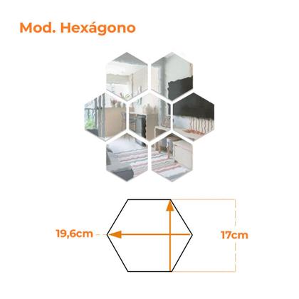 Imagem de Kit 30 Un. Espelho Flexível Decorativo 17x19,6cm Hexágono