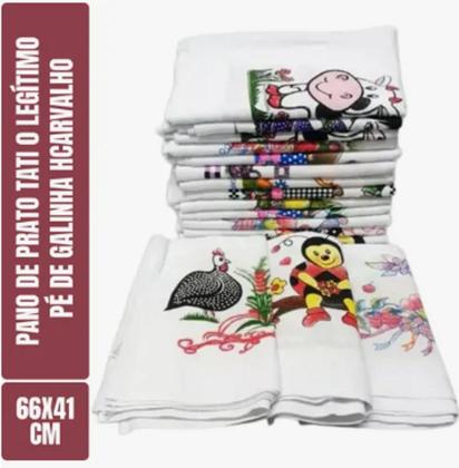 Imagem de Kit 30 Un - Pano De Prato Copa Estampado Tati Têxtil H. Carvalho - Pé De Galinha - 66x41cm