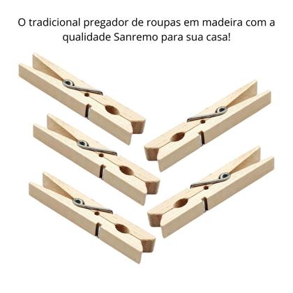Imagem de Kit 300 Prendedor De Roupas Pregadores De Madeira Sanremo