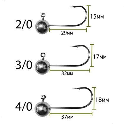 Imagem de Kit 30pçs Jig Head Black Nickel 2/0 3/0 4/0 + Estojo Robalo