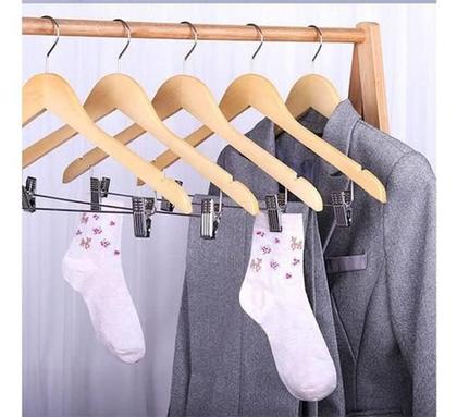 Imagem de Kit 30X Cabides De Madeira Com Presilha Verniz Marfim Roupa