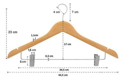 Imagem de Kit 30X Cabides De Madeira Com Presilha Verniz Marfim Roupa