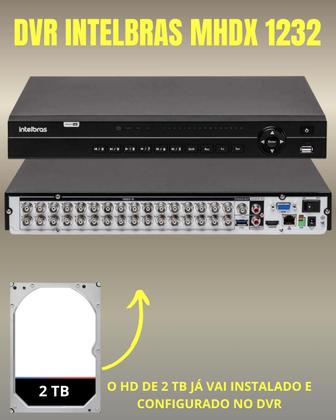 Imagem de Kit 32 Câmeras Dvr Multi Hd 1232 Intelbras 32 Canais hd 2TB