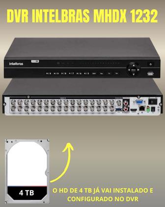 Imagem de Kit 32 Câmeras Segurança Residencial Dvr 1232 Intelbras 4TB