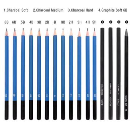Imagem de Kit 32 Lápis Desenho Profissional Carvao Esboço Sombreado