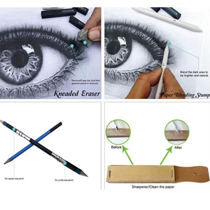 Imagem de Kit 32 Lápis Desenho Profissional Carvao Esboço Sombreado