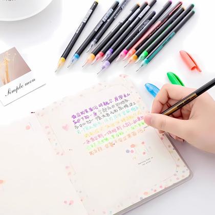 Imagem de Kit 36 Canetas Coloridas Gel Neon Metal Pen Metálica