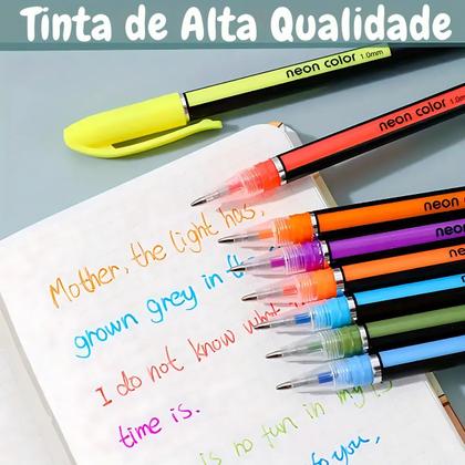 Imagem de Kit 36 Canetas Coloridas Gel Neon Metal Pen Metálica