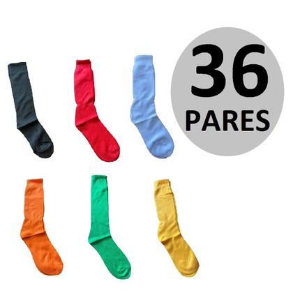 Imagem de Kit 36 Pares Meião de Futebol Fustal Liso Sortidas Adulto