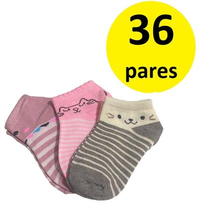 Imagem de Kit 36 Pares Meias de 2-4 anos Infantil coloridas Feminina