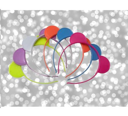 Imagem de Kit 36 Tiaras Arco c/ Orelhinhas Colorido Fantasia 11cm