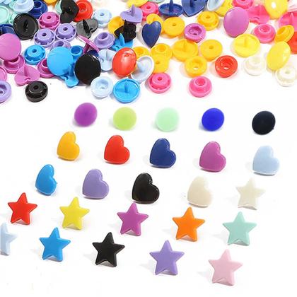 Imagem de Kit 360 Botões de Pressão Tic Tac Formato Estrela Coração e Circulo