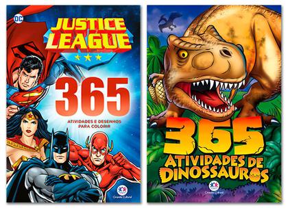 Imagem de Kit 365 Atividades - Liga da Justiça Desenhos + Dinossauros - Ciranda Cultural