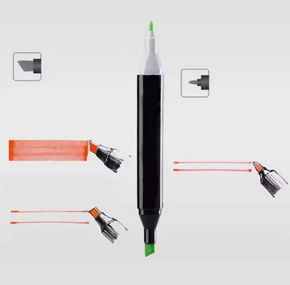 Imagem de Kit 36un E 60un Canetas Desenho Pintura Ponta Dupla Com Estojo