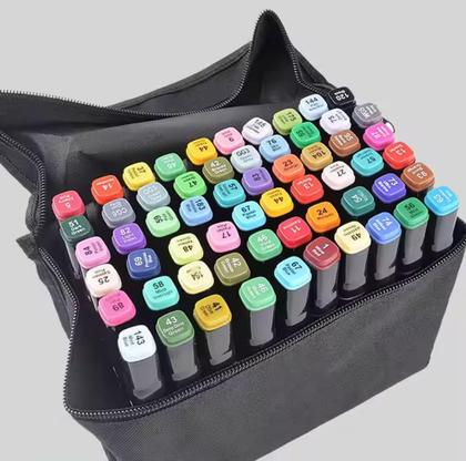 Imagem de Kit 36un E 60un Canetas Desenho Pintura Ponta Dupla Com Estojo