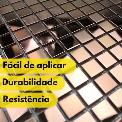 Imagem de Kit 38 Placas Pastilha Espelhada Autoadesiva Revestimento Parede Cozinha Banheiro Lavável