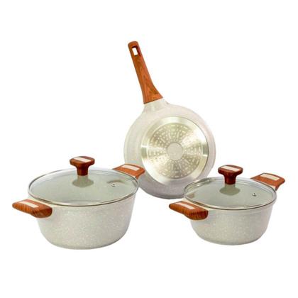 Imagem de Kit 3pç Caçarolas Frigideiras Antiaderente Temperatti Bianco