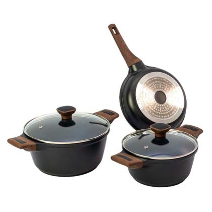 Imagem de Kit 3pç Caçarolas Frigideiras Antiaderente Temperatti Nigro
