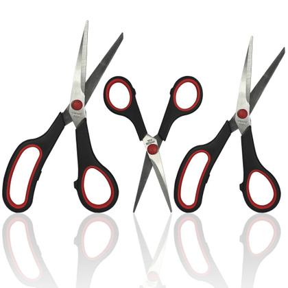 Imagem de Kit 3pcs tesoura multiuso aço inoxidável cabo anatômico