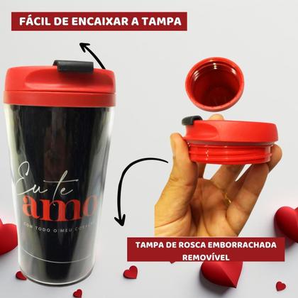 Imagem de Kit 3Un Copo Viagem Térmico Plástico Preto Smart 200Ml Café